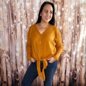 Zenana Oversized Washed Waffle Long Sleeve Top